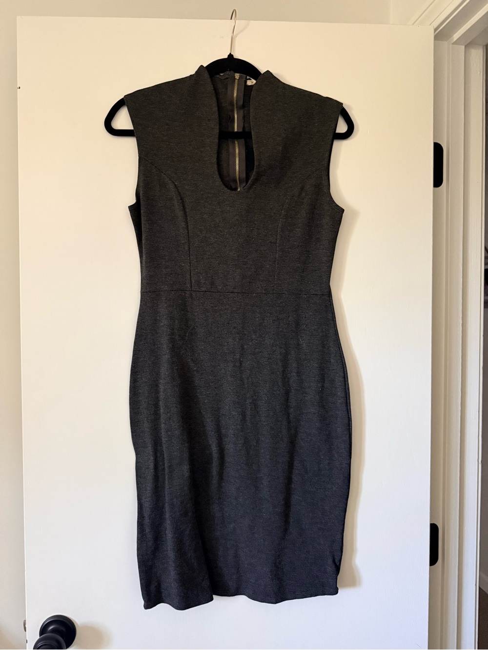 Rolla Coster Charcoal Sleeveless Sheath Dress with Keyhole